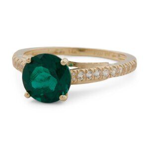GEMOLIO 14kt Gold Lab Grown Emerald And Lab Grown Sapphire Ring